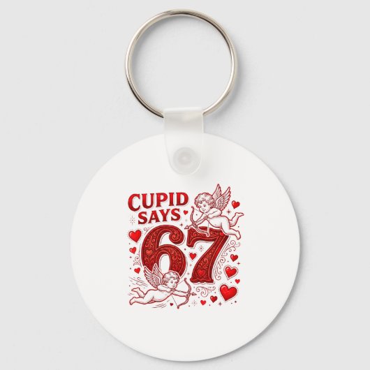 Porte-clés Cupidon dit 67 Cute Funny Saint-Valentin 6 7 Coupl (Recto)