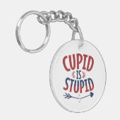 Porte-clés Cupidon est stupide anti-Saint Valentin célibatair (Devant gauche)