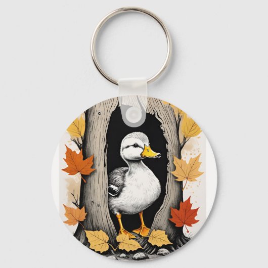 Porte-clés Curieux colliers et feuilles d'automne Design Moti (Recto)