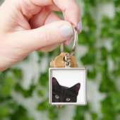 Porte-clés Curious Kitty peinture numérique (main)