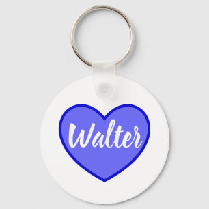 Porte-clés Curvy Walter Nom Dans Blue Love Heart,