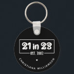 Porte-clés Custom 21st Birthday Cadeau 21 en 23 Est 2002<br><div class="desc">Custom 21st Birthday Celebration 21 in 23 Est 2002 Cadeaux d'anniversaire!</div>