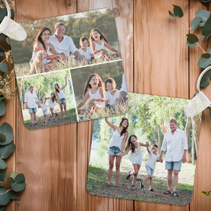 Porte-clés Custom 4 Photo Collage Moderne Famille Simple