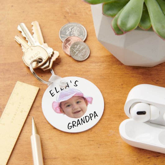 Porte-clés Custom Baby Face Photo Text Grandpa (Bureau)