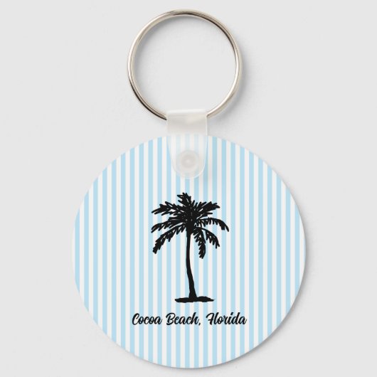 Porte-clés Custom Beach Palm Tree Nautical Blue Stripe (Recto)