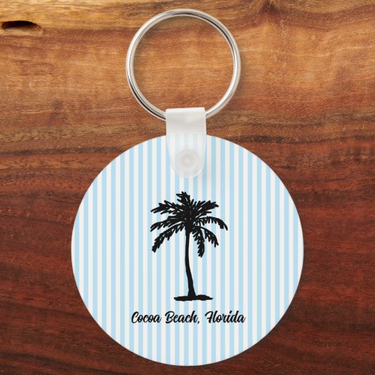 Porte-clés Custom Beach Palm Tree Nautical Blue Stripe (Recto)