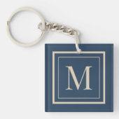 Porte-clés Custom Blue & Vanilla Framed Monogram (Devant)