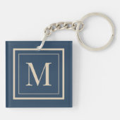 Porte-clés Custom Blue & Vanilla Framed Monogram (Dos)