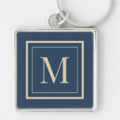 Porte-clés Custom Blue & Vanilla Framed Monogram (Devant)
