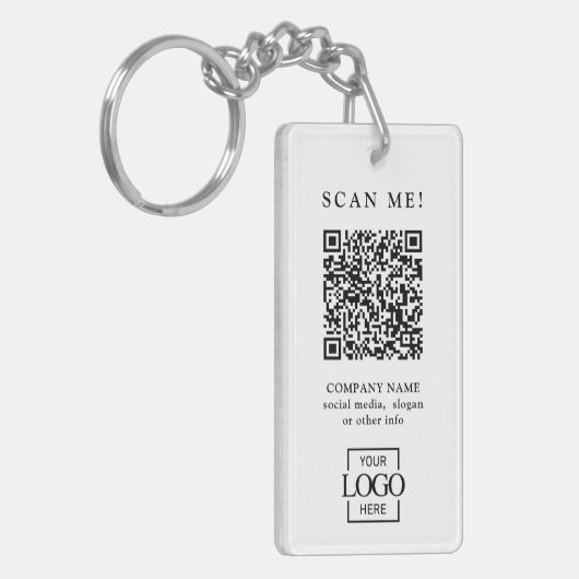 Porte-clés Custom Branded Business Logo QR Code Modern (Devant gauche)