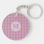 Porte-clés Custom Capital Initial Pink Plaid Stripe Key Chain (Dos)