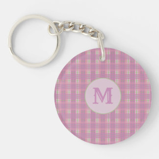 Porte-clés Custom Capital Initial Pink Plaid Stripe Key Chain