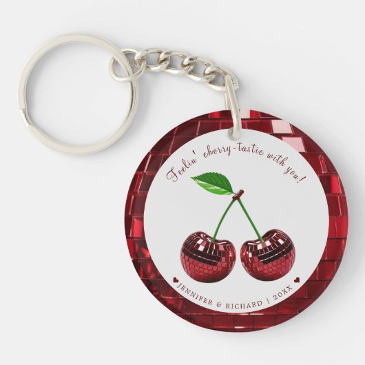 Porte-clés Custom Cherry Disco Ball Valentine's Day (Devant)