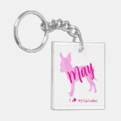 Porte-clés Custom Chihuahua Keychain Pastel Pink Silhouette (Devant gauche)