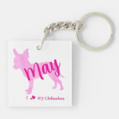 Porte-clés Custom Chihuahua Keychain Pastel Pink Silhouette (Dos)