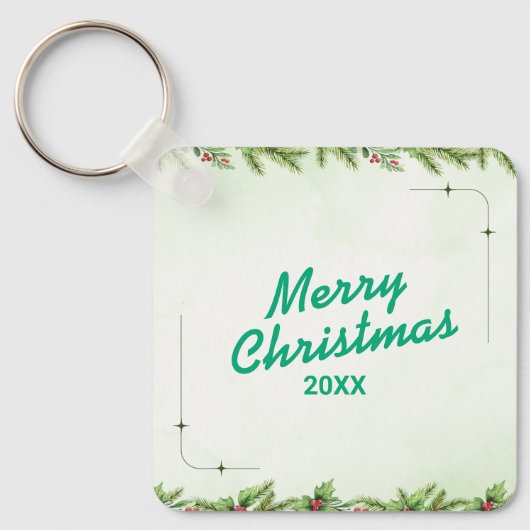 Porte-clés Custom Christmas Square Metal Keychain (Recto)