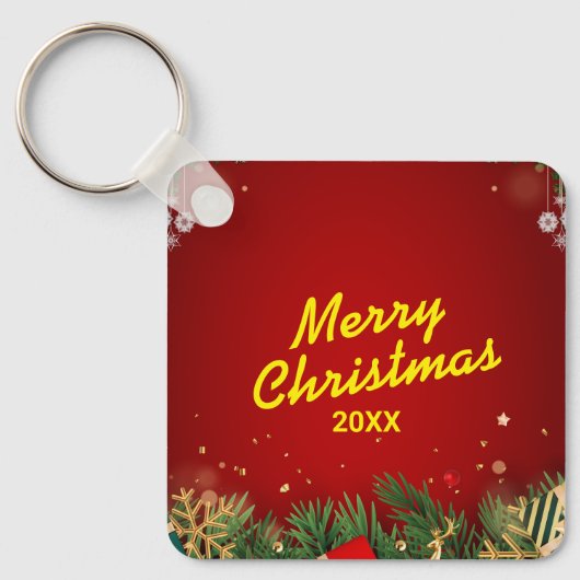 Porte-clés Custom Christmas Square Metal Keychain (Recto)