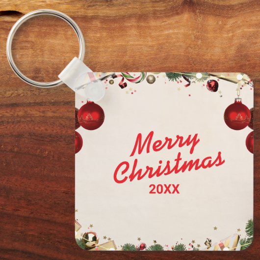 Porte-clés Custom Christmas Square Metal Keychain (Recto)