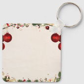 Porte-clés Custom Christmas Square Metal Keychain (Dos)
