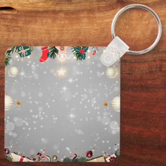 Porte-clés Custom Christmas Square Metal Keychain (Verso)