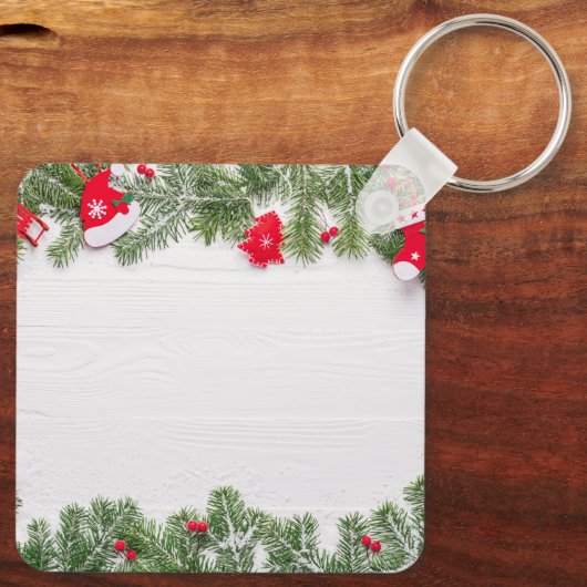 Porte-clés Custom Christmas Square Metal Keychain (Verso)
