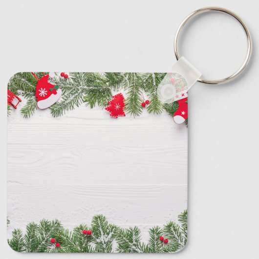 Porte-clés Custom Christmas Square Metal Keychain (Dos)