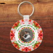 Porte-clés Custom Christmas Star Jolly Red Fun Photo Grey (Recto)