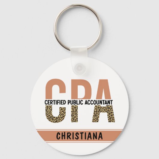 Porte-clés Custom CPA Certified Public Accountant Leopard (Recto)