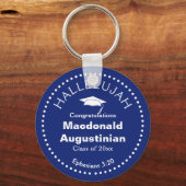 Porte-clés Custom Dark Blue HALLELUJAH Christian Graduate (Recto)