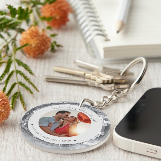 Porte-clés Custom Disco Argent Saint-Valentin Porte - clé pho (Devant droit)