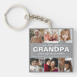 Porte-clés Custom Elegant Nous vous aimons grand-père Collage