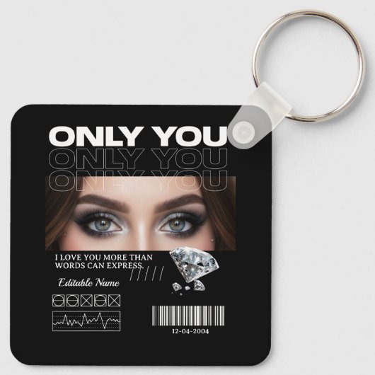 Porte-clés Custom Eyes Image & Name | Personalized (Dos)