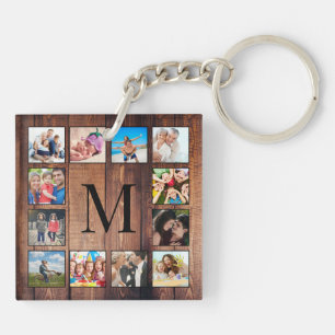Porte-clés Custom Family Photo Collage Reclaimed Wood