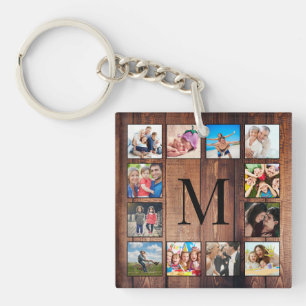 Porte-clés Custom Family Photo Collage Reclaimed Wood