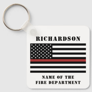 Porte-clés Custom Firefighter Thin Red Line Fire Department