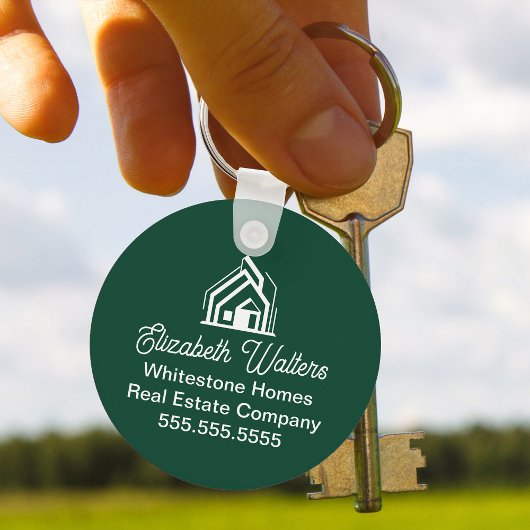 Porte-clés Custom Green Real Estate Company House Realtor