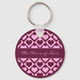 Porte-clés Custom Heart Checkerboard Pattern Bordeaux Pink - 