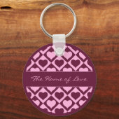 Porte-clés Custom Heart Checkerboard Pattern Bordeaux Pink -  (Recto)