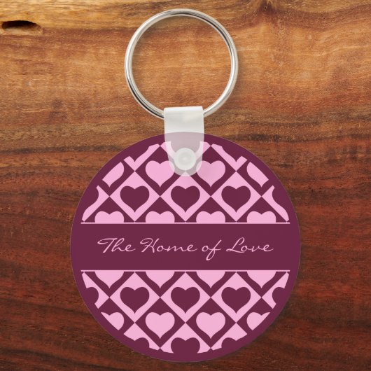 Porte-clés Custom Heart Checkerboard Pattern Bordeaux Pink -  (Recto)