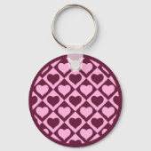 Porte-clés Custom Heart Checkerboard Pattern Bordeaux Pink -  (Verso)