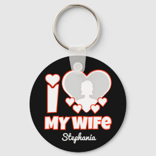 Porte-clés Custom I Love My Wife - Ajouter Nom & Photo