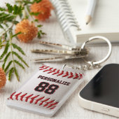 Porte-clés Custom Jersey Number & Name Baseball Player Design (Devant droit)