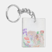 Porte-clés Custom Kids Artwork, deux mignonnes souris, fleurs (Devant gauche)