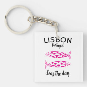 Porte-clés Custom Lisbonne Portugal Voyage côtier Poisson ver