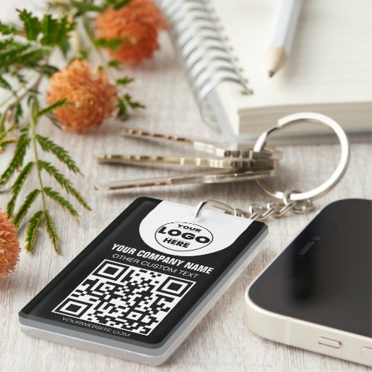 Porte-clés Custom Logo & QR Code Keychain | Business Promo Gi (Devant droit)