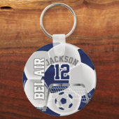 Porte-clés Custom - Marine Bleu et Blanc Football ⚽ balle (Recto)