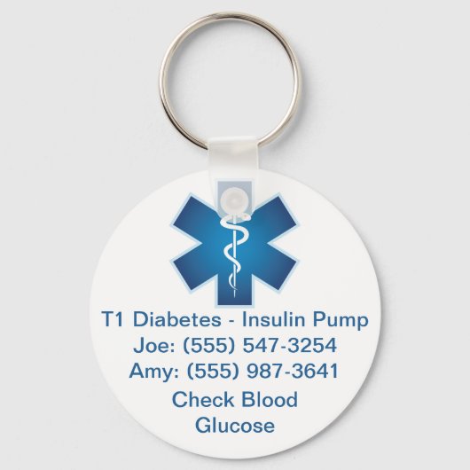 Porte-clés Custom Medical Alert Keychain Blue (Recto)