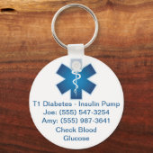 Porte-clés Custom Medical Alert Keychain Blue (Recto)