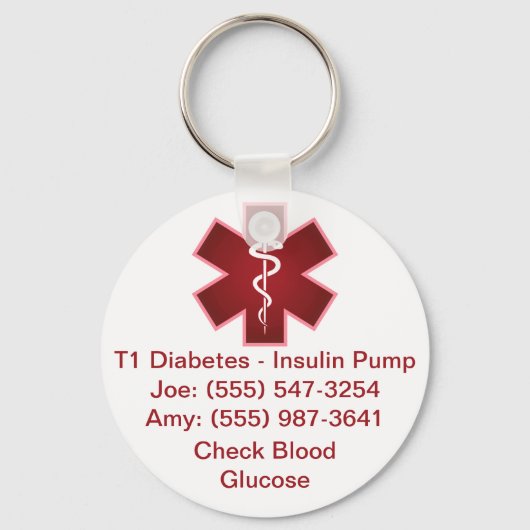 Porte-clés Custom Medical Alert Keychain Red (Recto)