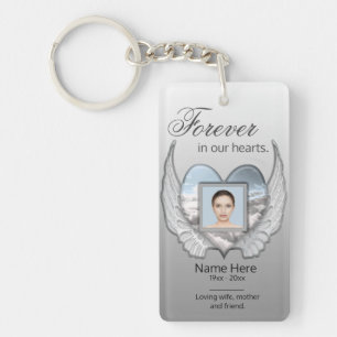 Porte-clés Custom Memorial Angel Wings Heart Ajouter une phot